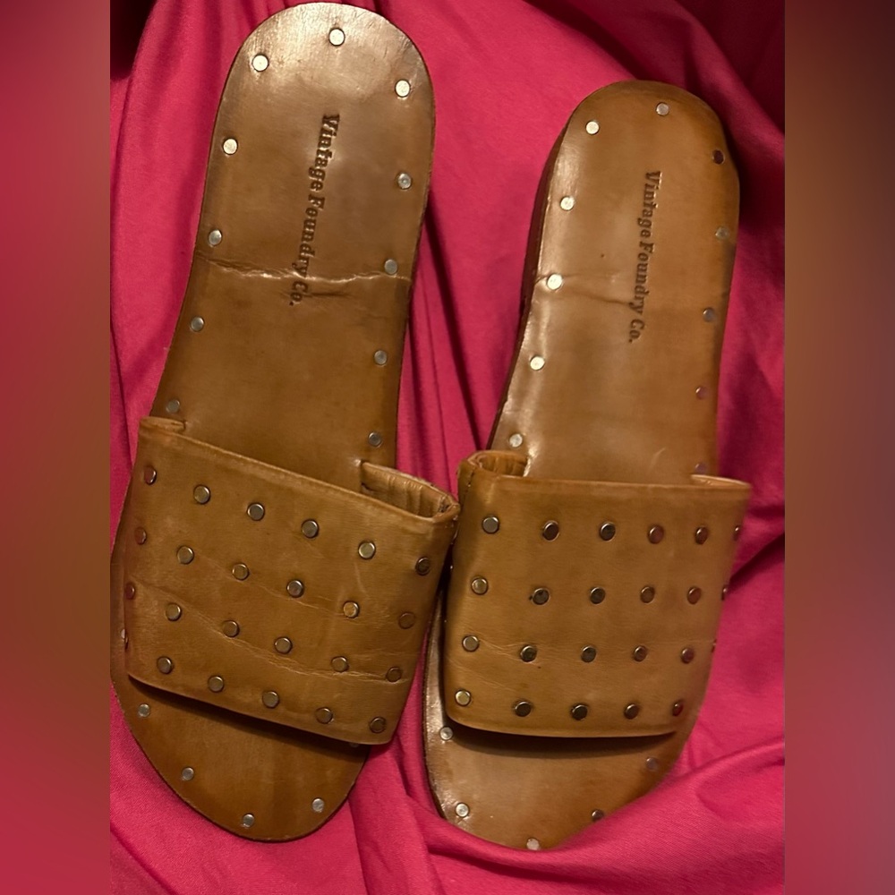 Vintage Foundry Co. Brown Leather Studded Sandals